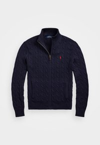CABLE-KNIT COTTON FULL-ZIP JUMPER - Kardigán - hunter navy