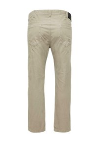 Beige chino's met een relaxte pasvorm, voorzien van een gedeeltelijk elastische tailleband, riemlussen en twee achterzakken met klepdetails.