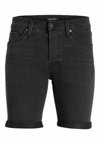 Șorturi din denim negru cu un design ajustat, cu manșete răsucite, stil cu cinci buzunare și detalii de cusătură contrastantă pentru un plus de textură.