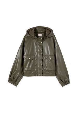 Oltre, GIUBBOTTO CON CAPPUCCIO E TASCHE - Chaqueta de cuero sintético - verde militare