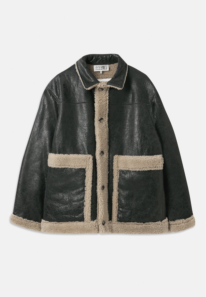 MM6 Maison Margiela Leren jas zwart