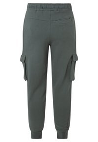 Cargo pants in donkergroen, met een elastische tailleband, zijzakken en ribbels aan de manchet. Gemaakt van een zachte, ademende stof.