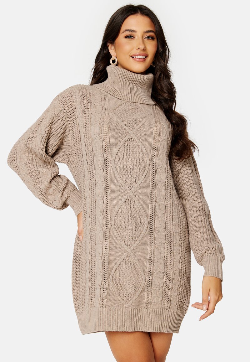 Knitted Cardigan Dress Brown 1