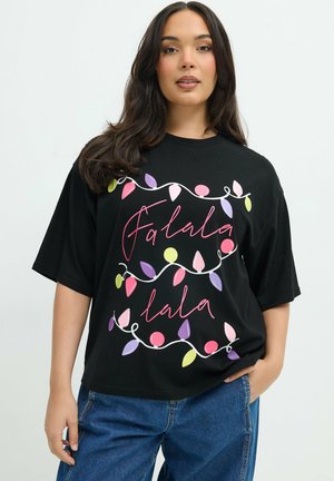 Yours Clothing, PLUS SIZE CASUAL TOPS - T-shirt imprimé - black