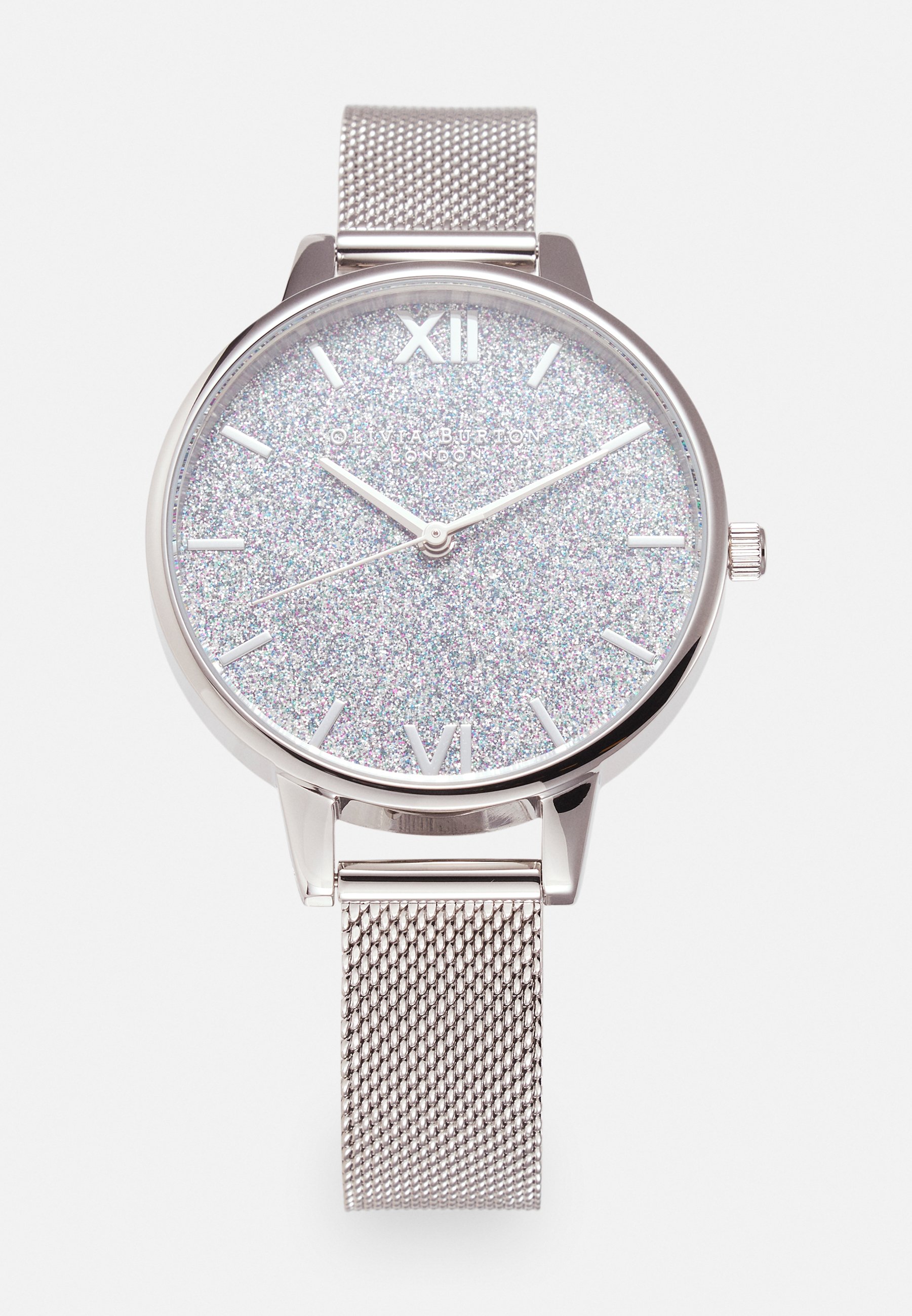 silver glitter watch