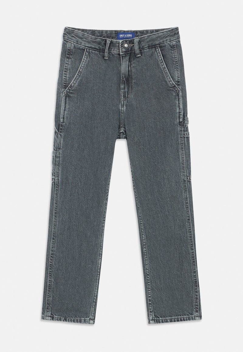 Hallide denimpüksid otse-sääre lõikega. Ees on taskud ja nööp sulgemiseks. Tekstuur on veidi kulunud. Kaubamärk vöökoha juures.