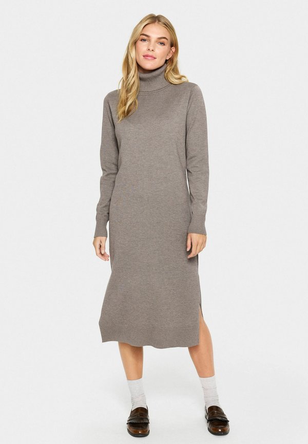 MILA ROLL NECK - Strickkleid - iron melange