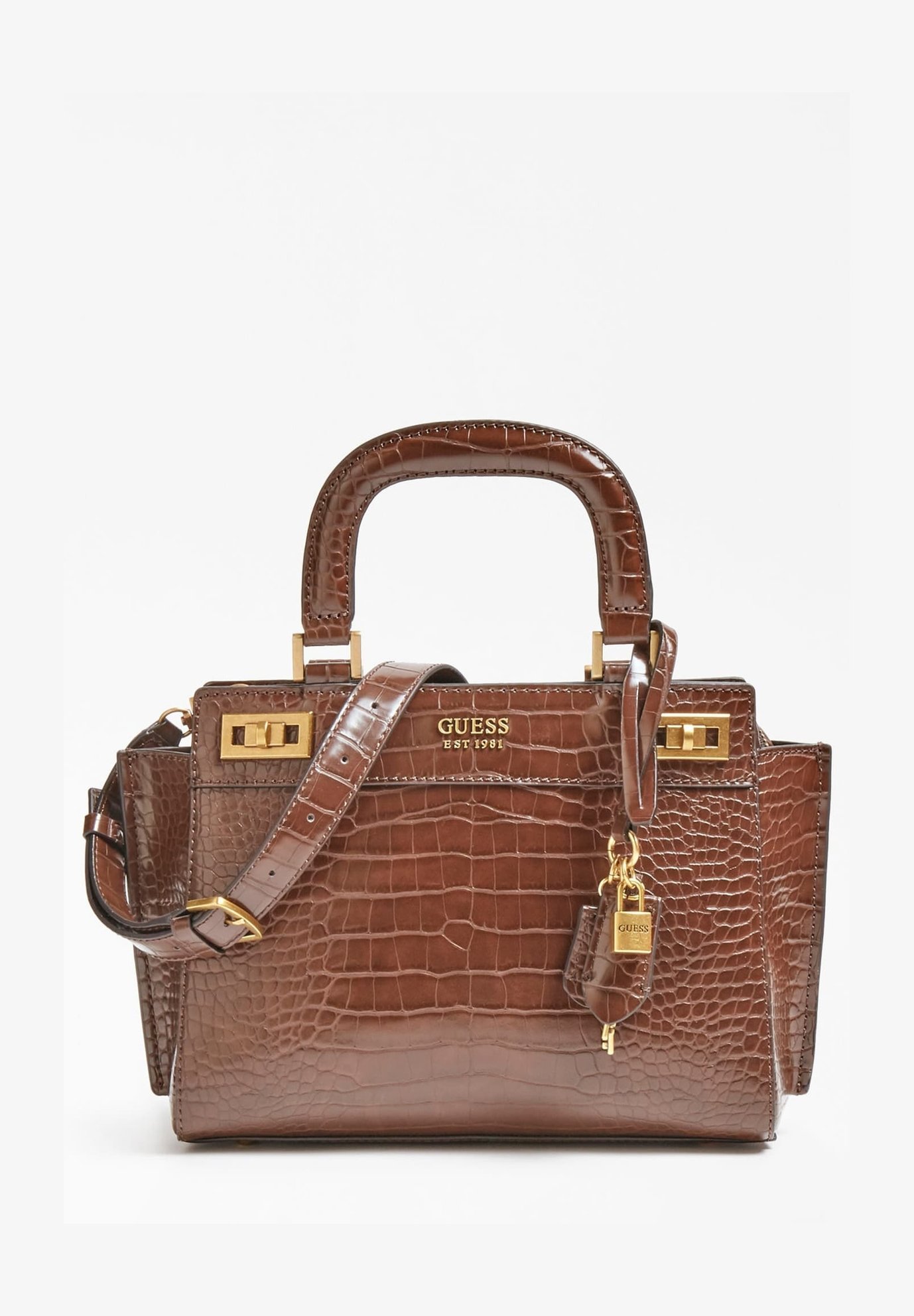 Guess SAC A MAIN KATEY IMPRIME CROCO Handbag marron/brown