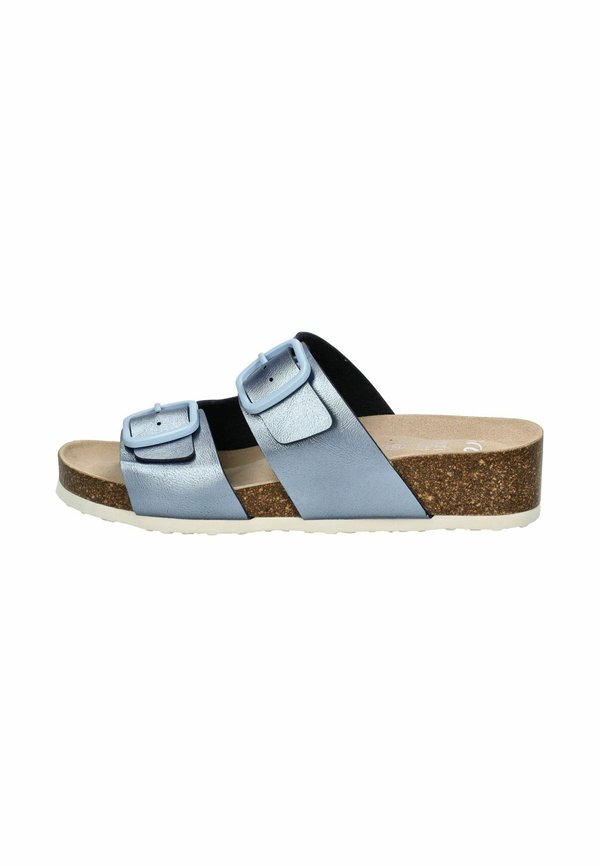 Pantolette flach - blau