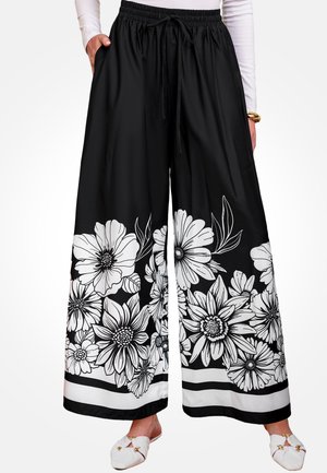 FLORAL PRINT WIDE PALAZZO  - Broek - black