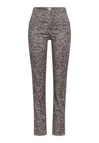 Leopardprint, grijze broek van katoenmix. Voorzien van voorzakken, een knoopsluiting en een rechte pijpdesign.