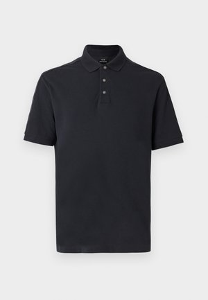 Čierne polo tričko z bavlny, s klasickým golierom, zapínaním na tri gombíky a krátkymi hladkými rukávmi.