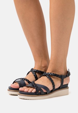 Sandalen met sleehak - navy