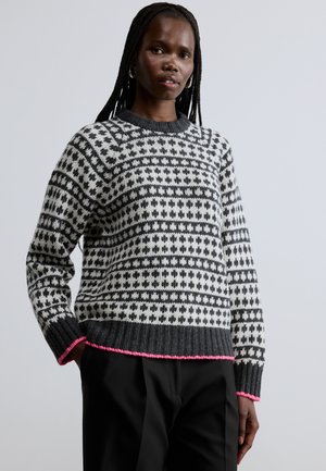 YOTA KILIAN ICELAND SWEATER - Strikkegenser - dark grey melange/winter white