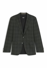 Ciemnozielona marynarka w kratę o zdefiniowanej sylwetce, z klapami, dwoma guzikami i mankietami na cztery guziki. Posiada dwie przednie kieszenie oraz jedną kieszeń na piersi.