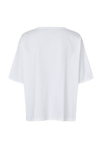 Witte katoenen T-shirt met een losse pasvorm, korte mouwen en een ronde halslijn. Glad textuur, eenvoudig ontwerp en geen zichtbare patronen of accenten.