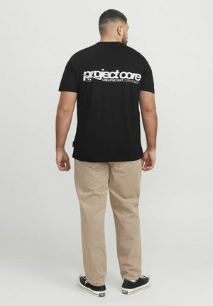 JCOUNION BACK PRINT TEE CREW - Print T-shirt - black