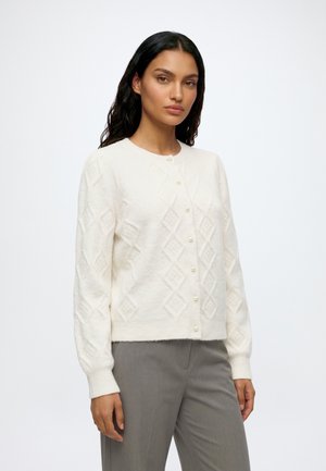 VILA, VICLEO O-NECK L/S CABLE KNIT CARDIGAN - Жилетка - super light natural melan