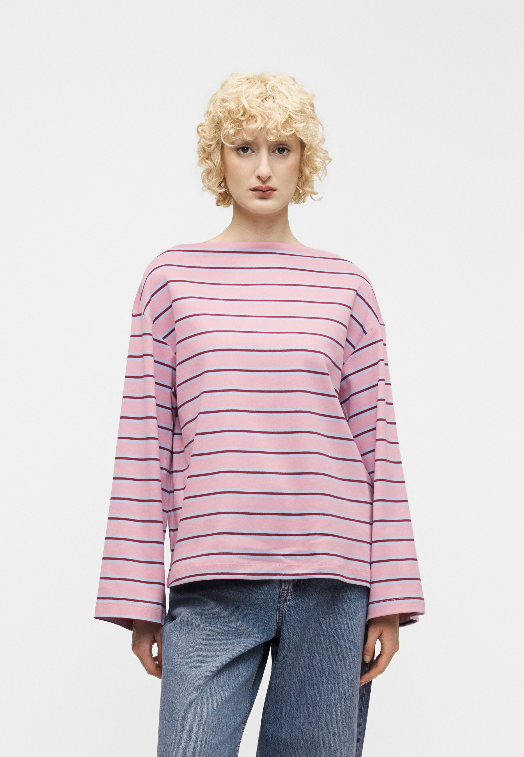 Selected SLFPOLLY BOATNECK STRIPED TEE - Long sleeved top - mauve