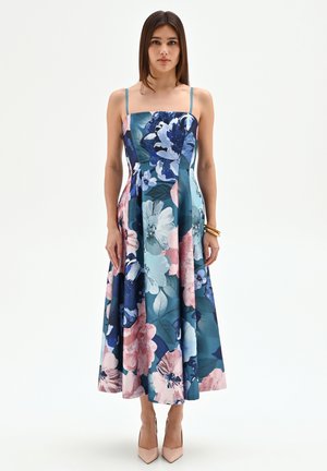 SVASATO IN STRUTTURATO BRILLANTE - Vestito lungo - blu ottanio