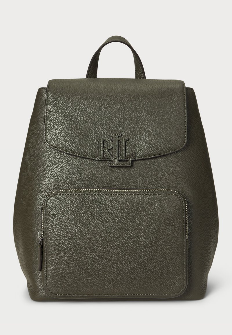 Lauren Ralph Lauren PEBBLED LEATHER MEDIUM CAMERYN BACKPACK - Laisvalaikio kuprinė - dark olive