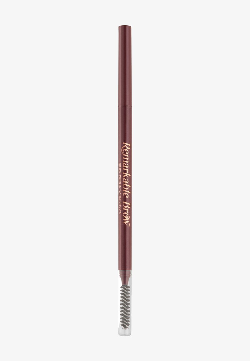 Crayon à sourcils dans une teinte brun foncé avec un design rétractable ; comprend une brosse spoolie à l'extrémité opposée pour estomper.