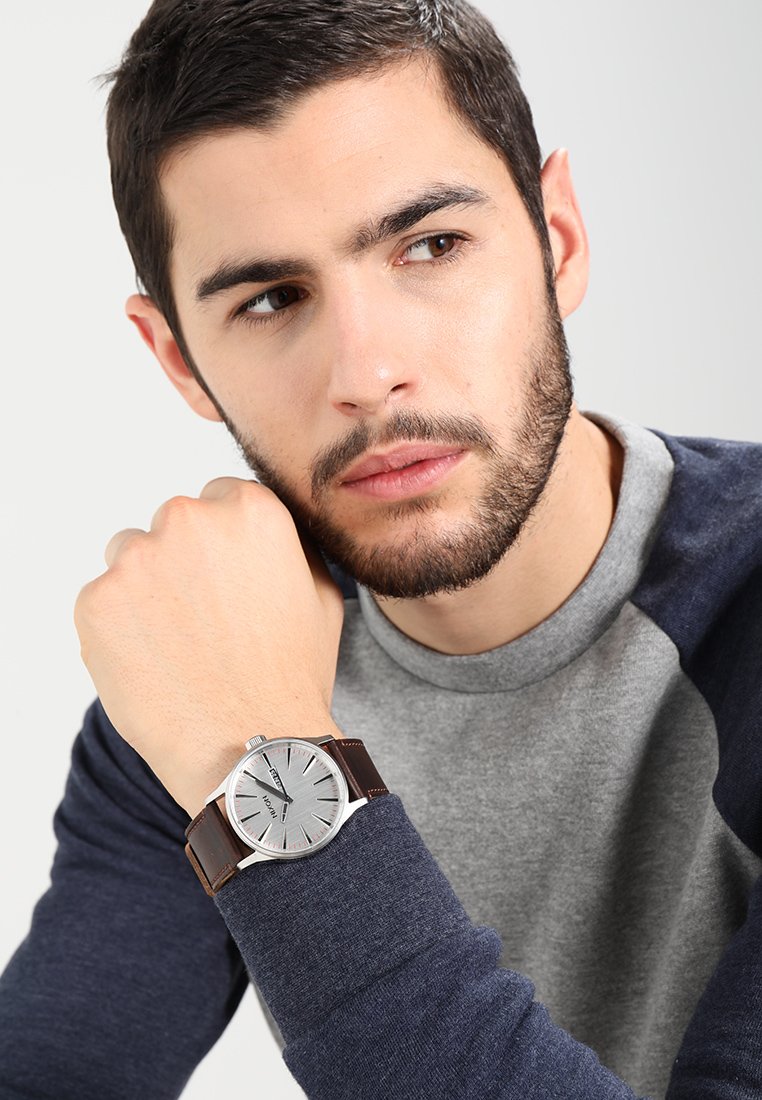 Nixon SENTRY - Uhr - silver-coloured/brown