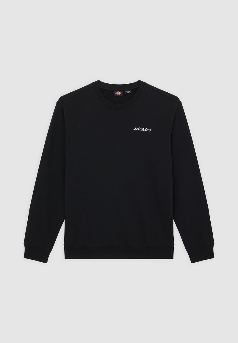 Zwarte sweatshirt van katoenmix met een ronde hals, lange mouwen en wit "Dickies"-logo op de borst.