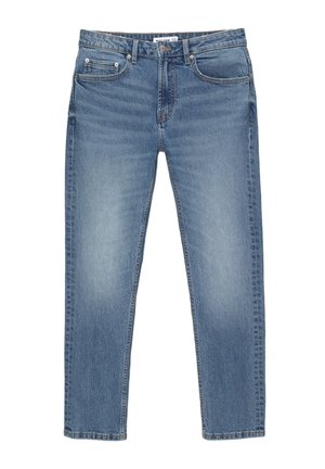 Jasnoniebieskie dżinsy typu skinny o prostym kroju, pięć kieszeni, srebrne akcesoria i subtelne wyblaknięcia. Standardowa wysokość w talii.