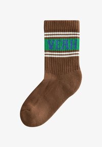 Ausgewählt, ecru brown slogan stripe