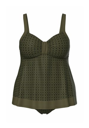 Ulla Popken, TANKINI, GEMUSTERT, SOFTCUPS, TRÄGER VERSTELLBAR - Bikini - dark khaki