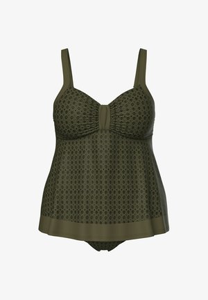 Ulla Popken, TANKINI, GEMUSTERT, SOFTCUPS, TRÄGER VERSTELLBAR - Bikini - dark khaki