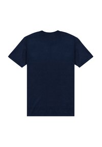 Mörkblå t-shirt med kort ärm gjord av mjuk bomull, med rund halslinning och en enkel design utan logotyper eller mönster.