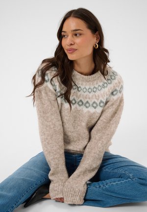 Kaffe, KABERTA - Pullover - beige mel -grey chalk pattern