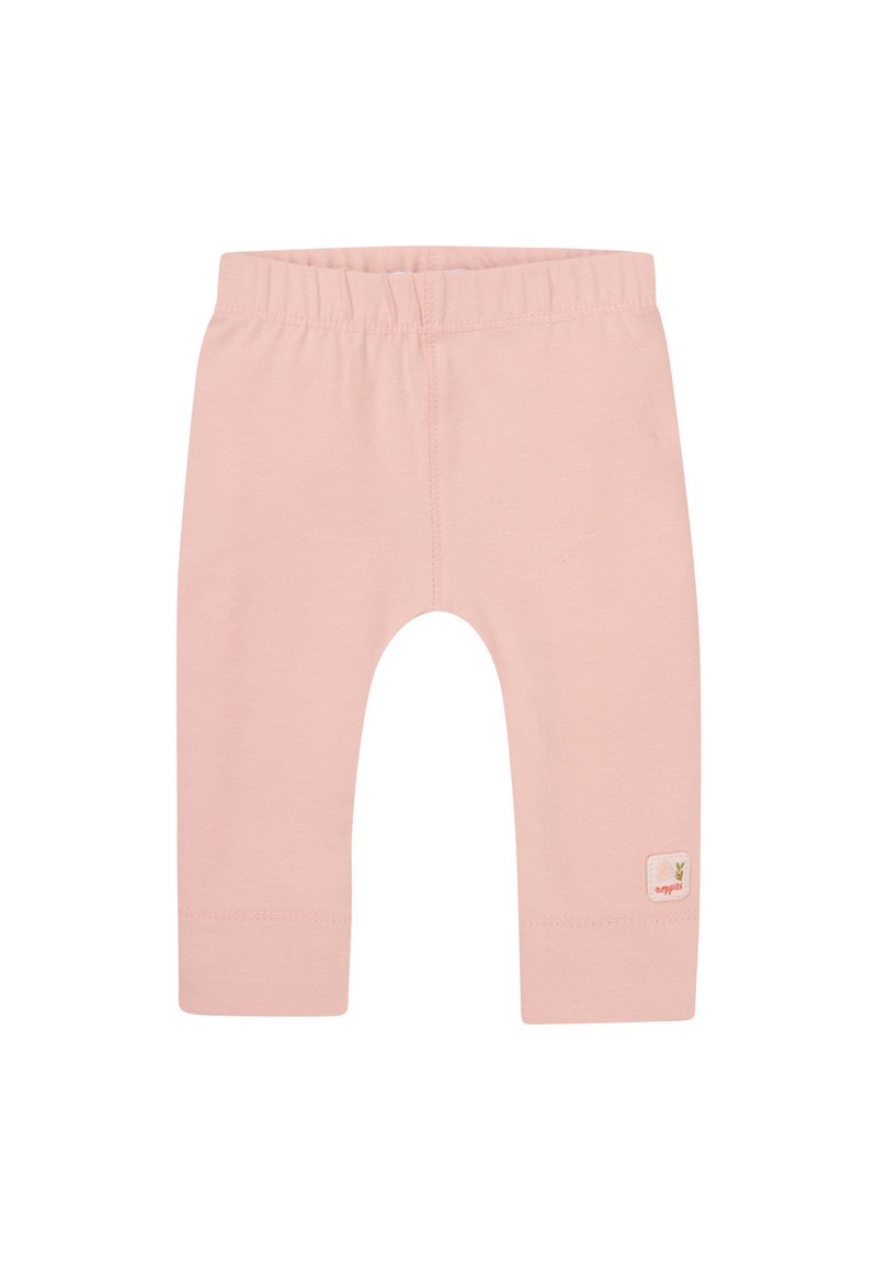 Lichtroze katoenen leggings met een zachte textuur, een elastische tailleband en een klein logopatchje nabij de zoom. Heeft een eenvoudig, aansluitend ontwerp.