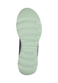 Semelle de chaussure en caoutchouc vert clair, avec des rainures et des crêtes texturées pour une traction et une adhérence optimal, et un design de talon rembourré.