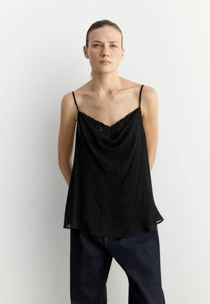 REGULAR FIT - BLACK DRAPE EMBROIDERED  - Top - black