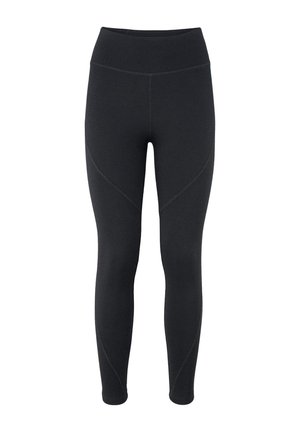 Zwart hoge taille leggings met gebogen naden op de dijen en kuiten, ontworpen voor actieve kleding.