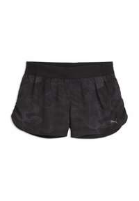 Μαύρο αθλητικό σορτς με ελαστική μέση και διακριτικά αφηρημένα σχέδια, με μικρό λογότυπο Puma στο κάτω δεξί μέρος.