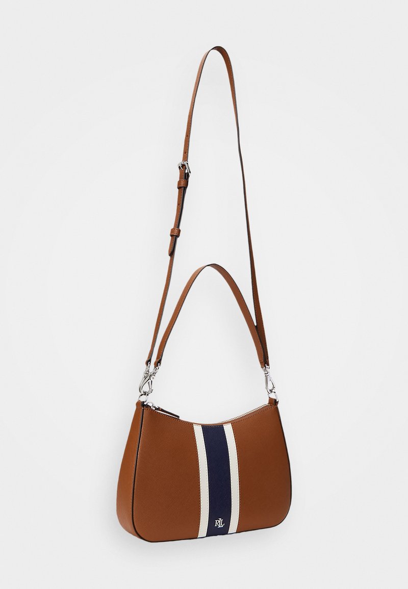 Lauren Ralph Lauren STRIPED LEATHER MEDIUM DANNI BAG - Ručna torba - tan/soft white/navy