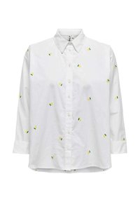 Hvid skjorte med lange ærmer, prydet med sm�å gul og grøn ananas broderier. Fremstillet af letvægts bomuldsstof.