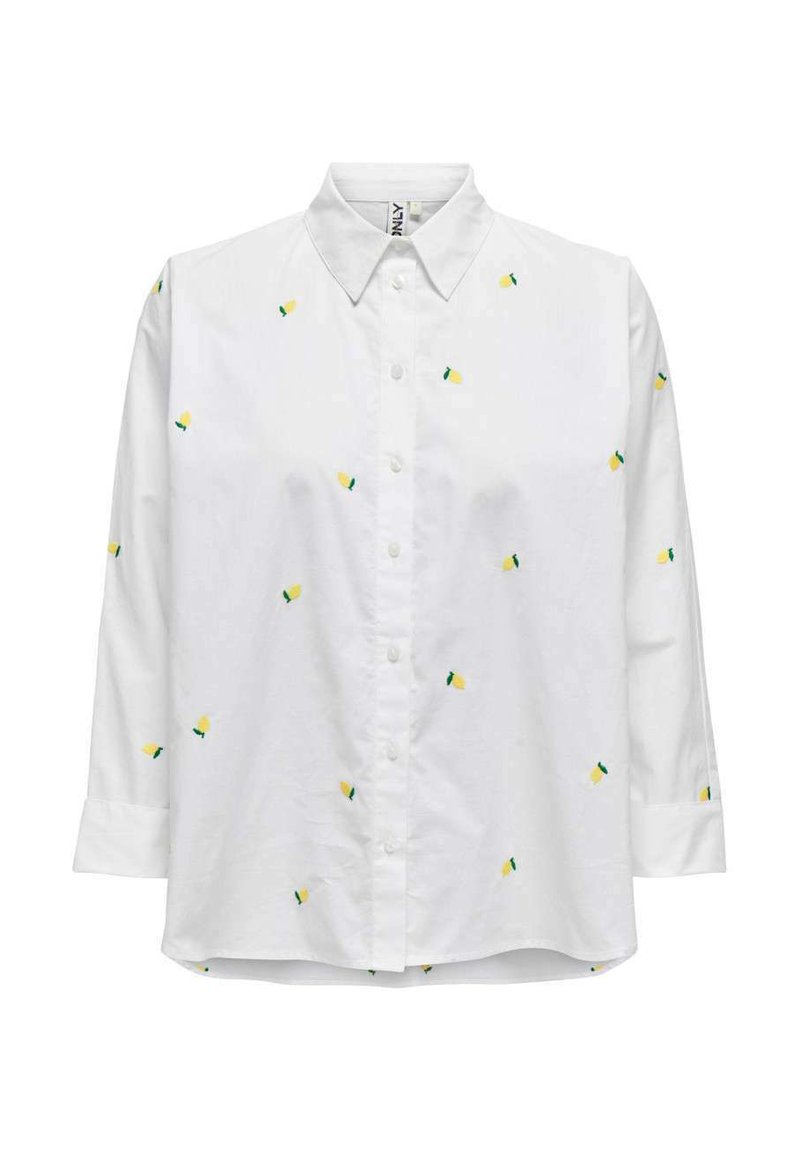 Hvid skjorte med lange ærmer, prydet med små gul og grøn ananas broderier. Fremstillet af letvægts bomuldsstof.