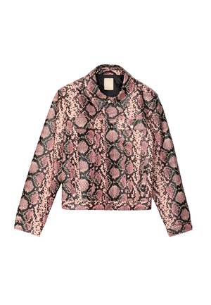 Veste en cuir - rosa schwarz