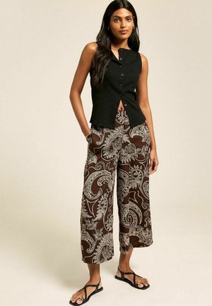 PAISLEY PRINT WIDE LEG CROPPED - Trousers - brown pattern