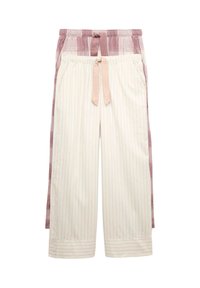 Lätta, randiga byxor med en avslappnad passform; har en mjuk elastisk midja, dragsko och färgblandade rutor i rosa nyanser.