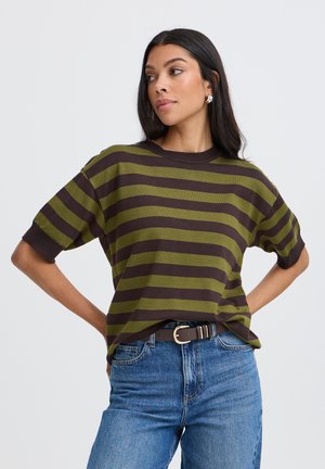 b.young, BYMMORLA - T-shirt basique - avocado java stripe