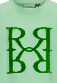 Felpa verde chiaro con un logo spesso e peloso di colore verde scuro che presenta le lettere intrecciate "R" e "B" centrato sul davanti.
