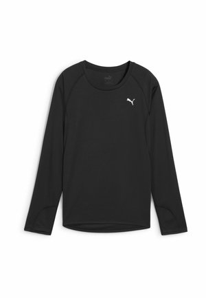 Crna dugih rukava atletska majica od laganog materijala, s raglan rukavima i bijelim Puma logom na prsima.