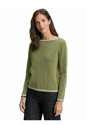 MIT BOOT AUSSCHNITT - Pullover - green bubble knit stripe