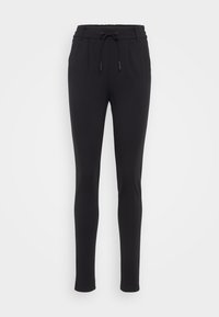 Sorte, tapered joggers laget av et mykt, elastisk stoff. Har en elastisk linning med snor og sidelommer. Glatt tekstur.